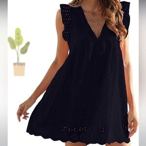 Black Eyelet romper Dress size M